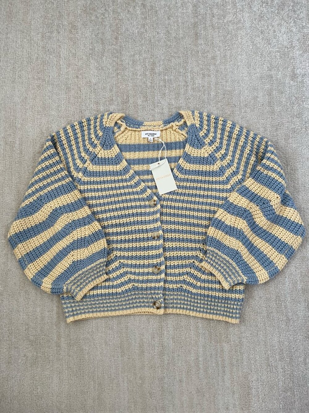 NWT eesome Blue Striped Colorful Cardigan Sweater S